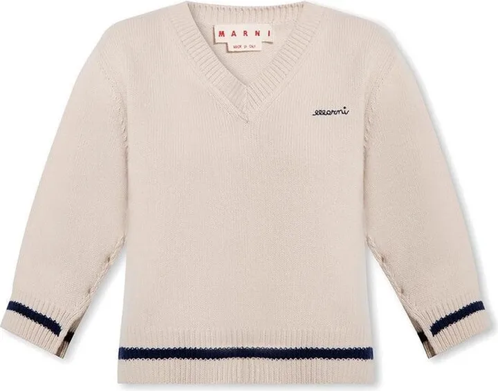 Marni Logo Embroidered V-Neck Knitted Top