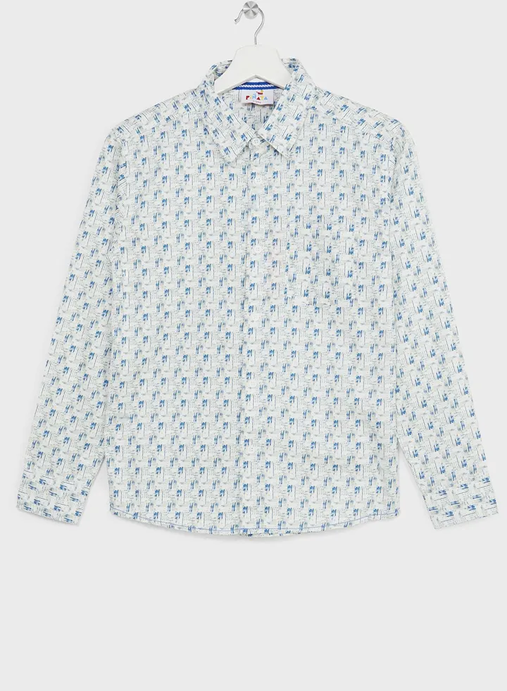 Boys All Over Printed Shirt With Pocket