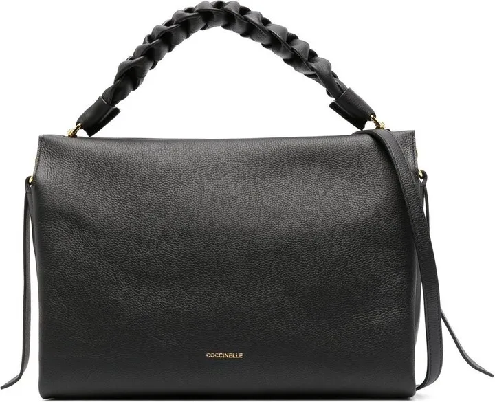 Leather Logo-Print Tote Bag