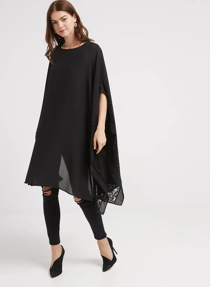 Short Sleeve Plain Pochos Black
