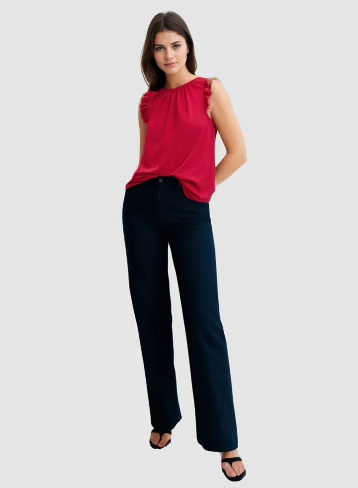 Ruffled Cotton Red Top