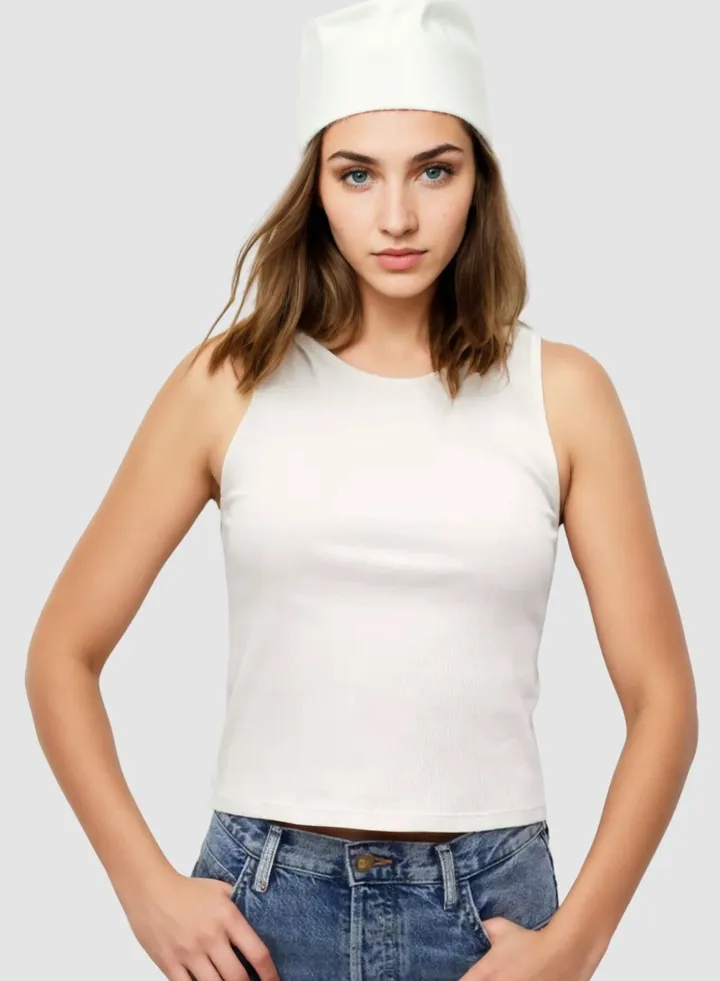 Hello Round Neckline White Top
