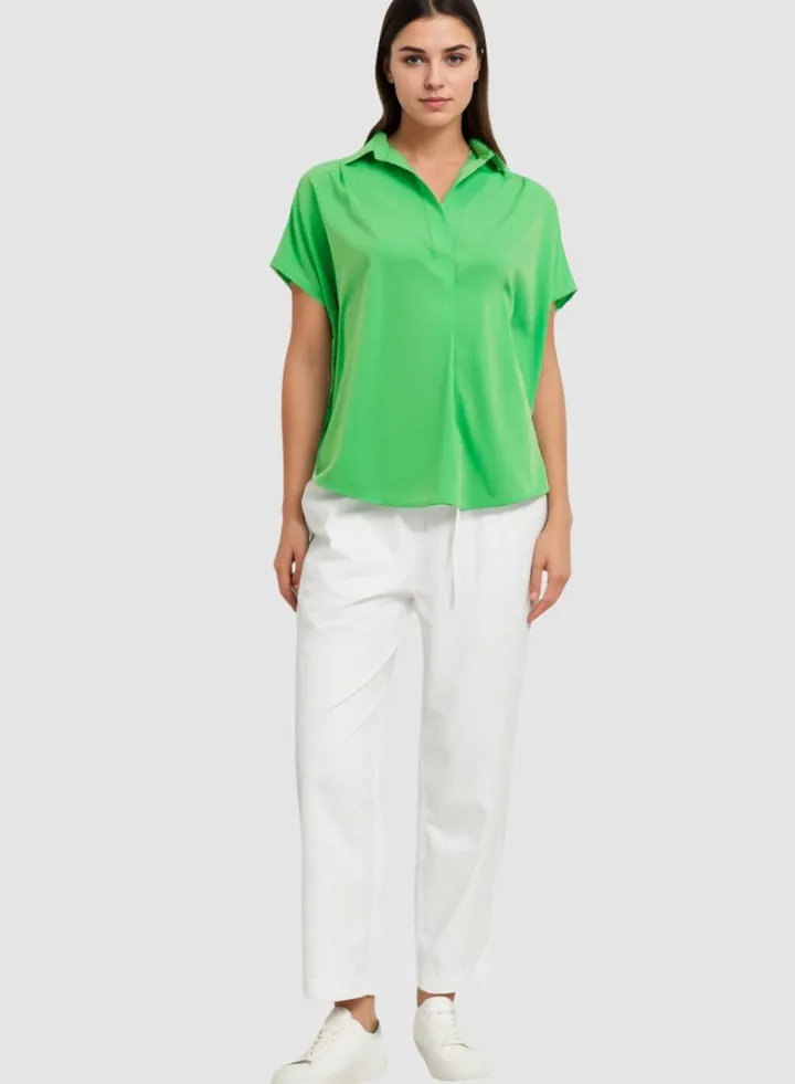 Cap Sleeve Shirt In Green