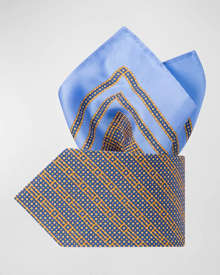 Men's Micro-Medallion Silk Tie Set