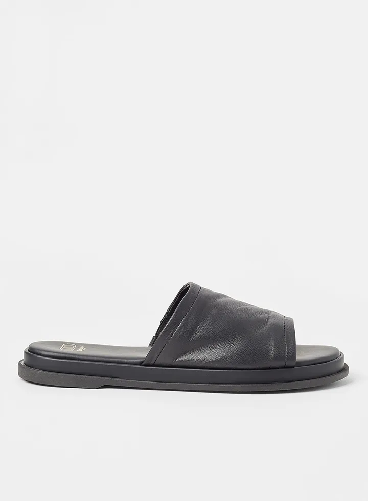 Laurena Leather Slides Black