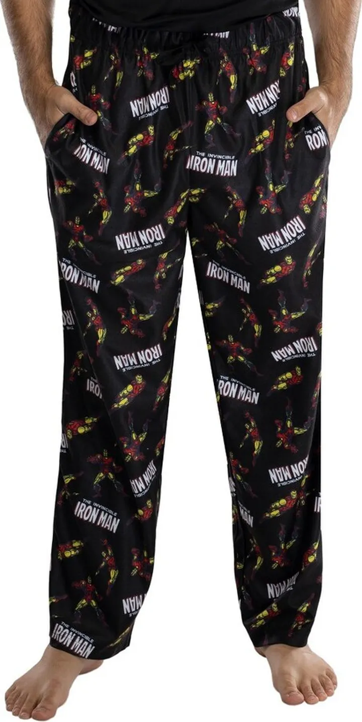 Marvel Men's Iron Man Retro Allover Print Loungewear Pajama Pants (XL) Black