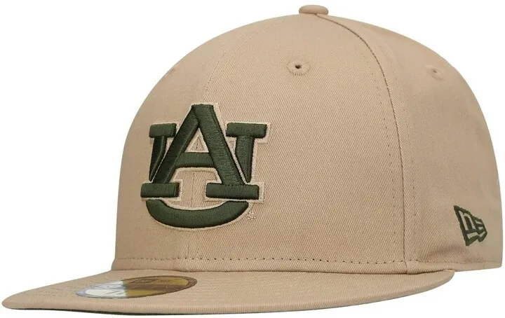 Men's New Era Tan Auburn Tigers Camel & Rifle 59FIFTY Fitted Hat