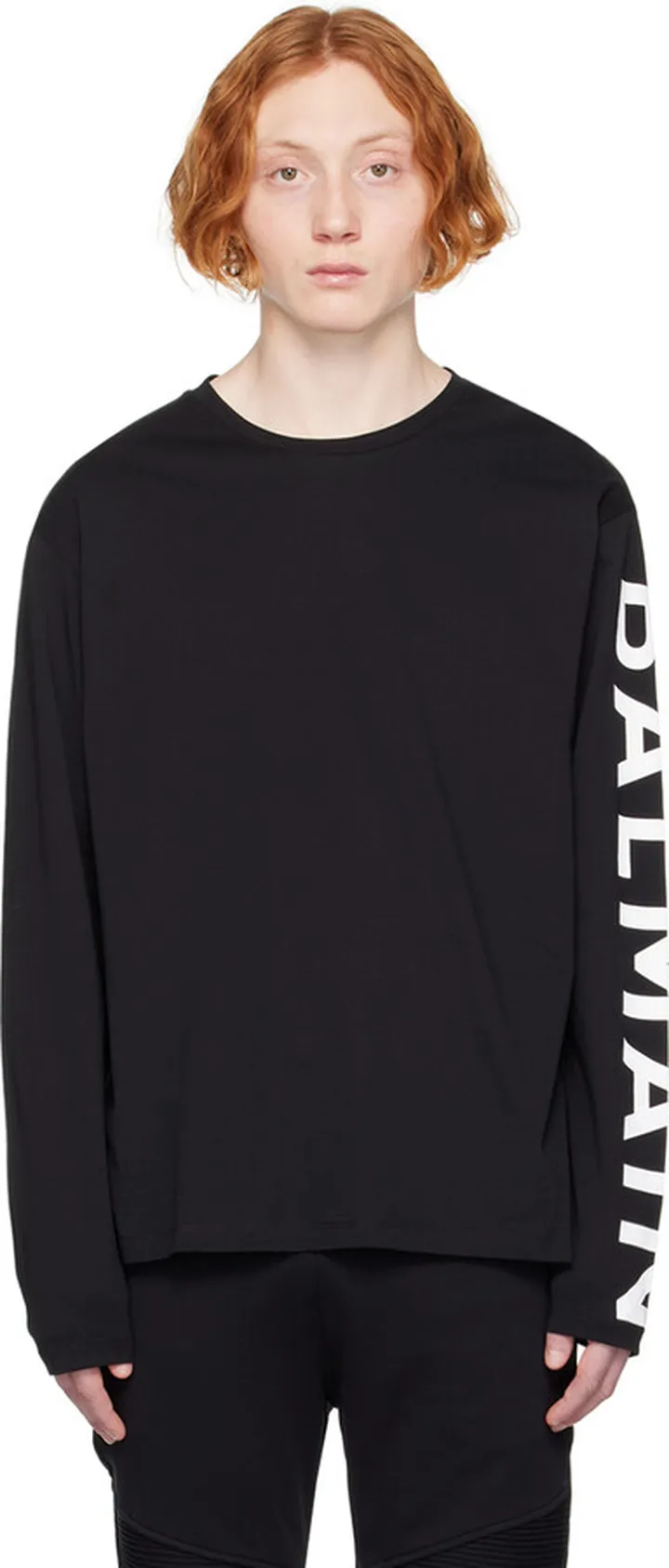 Balmain Black Printed Long Sleeve T-Shirt