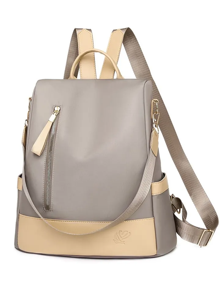 Women Backpack Purse Nylon Anti-theft Fashion Casual Lightweight Travel Shoulder Bag Beige