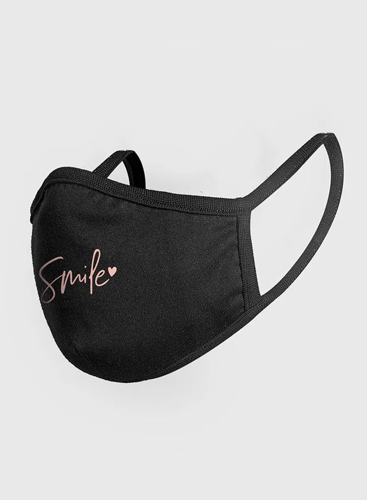 Smile Graphic Mask Black