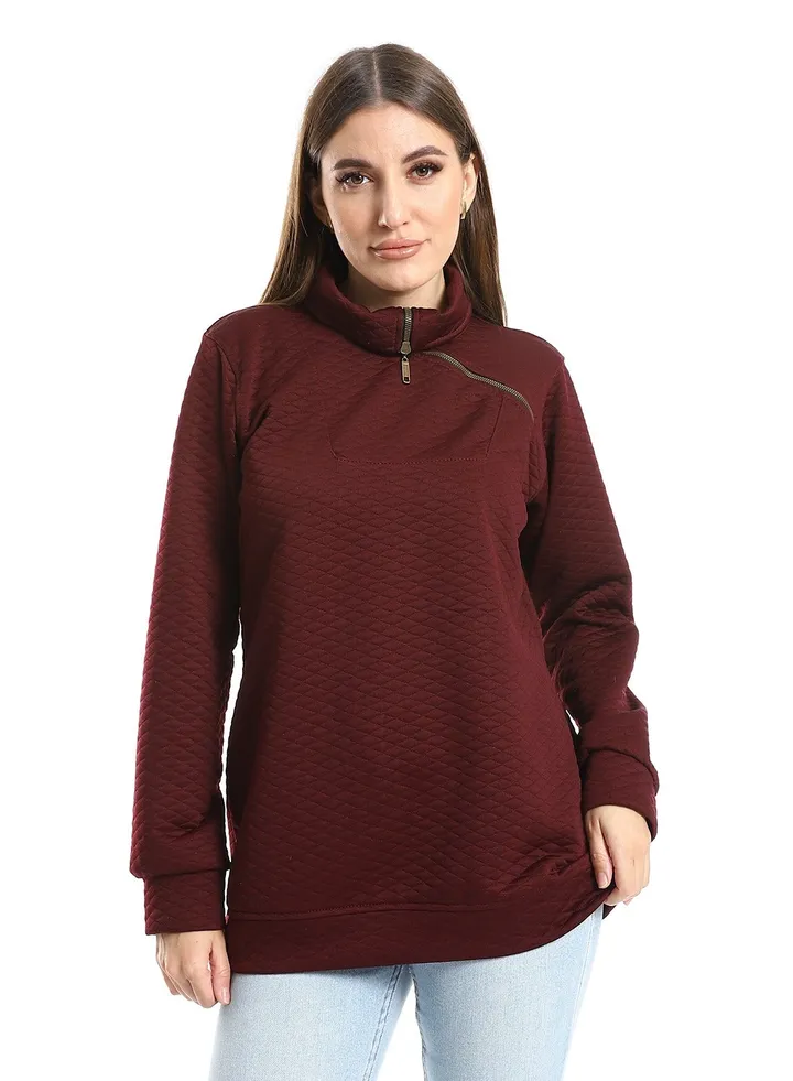 Women Closed Sweat Shirt With High Neck