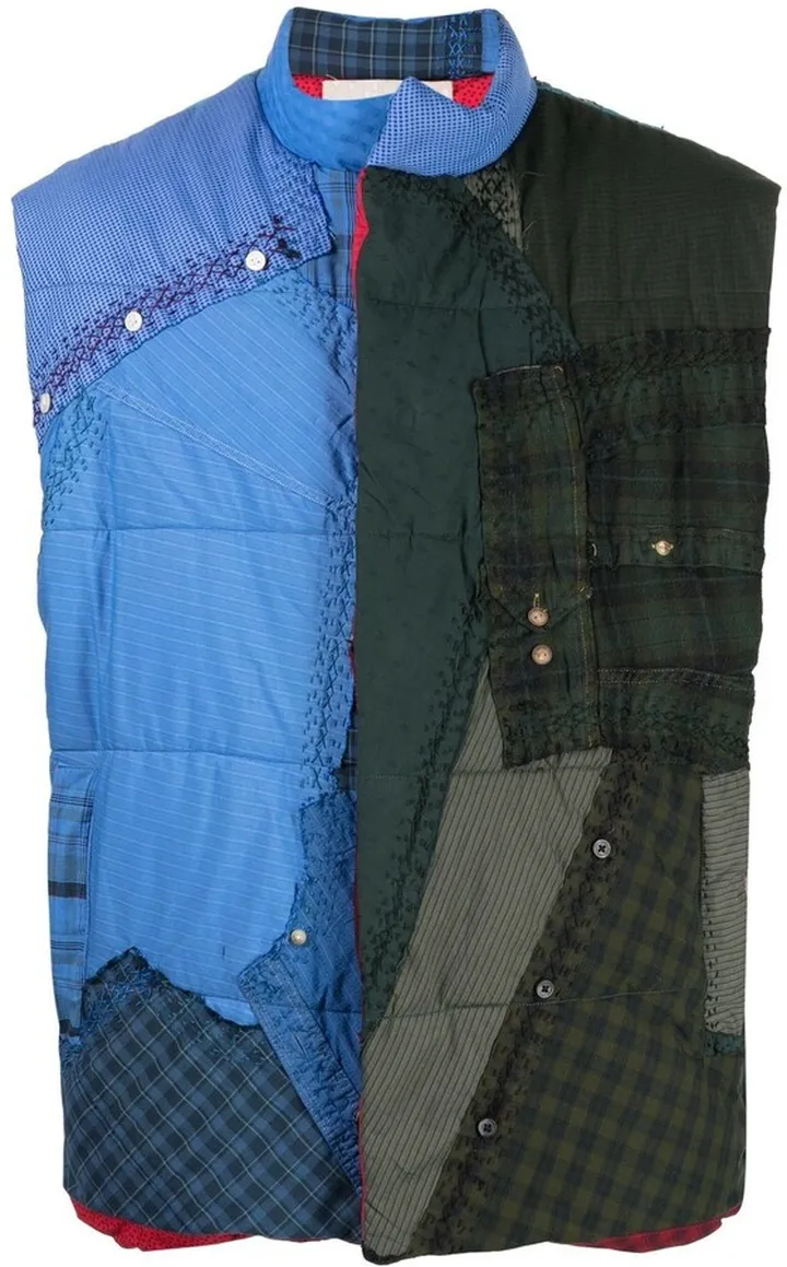 Patchwork High-Neck Gilet
