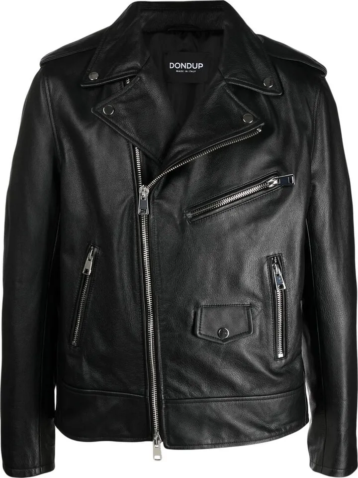 Zippered Leather Biker Jacket