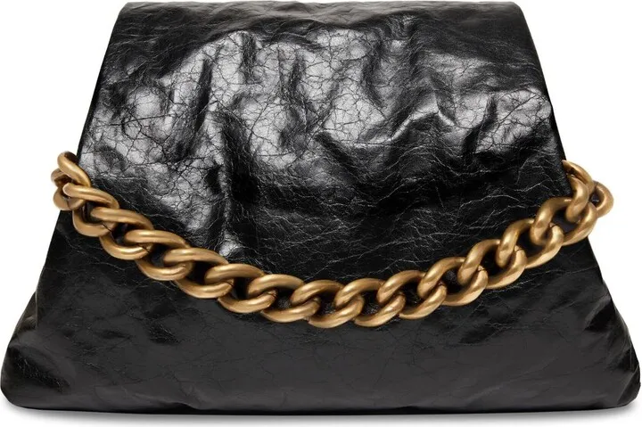 Puffer chain-strap tote