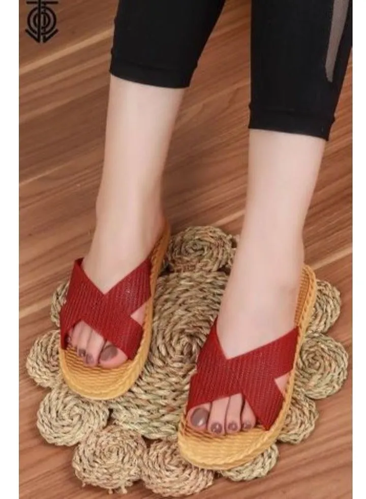 Women's slippers with silicone upper and medical rubber insole, burgundy color