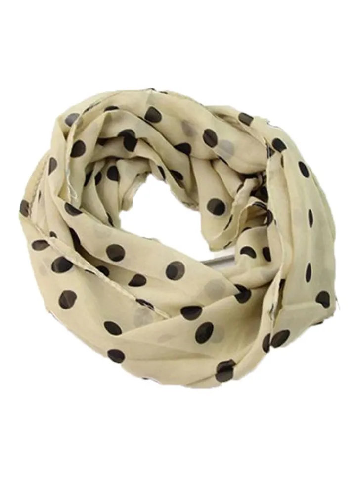 Polka Dot Printed Scarf Beige/Black
