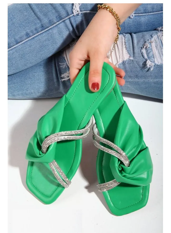 lifestylish SL-510 Slipper leather by diamond bar stylish - Green