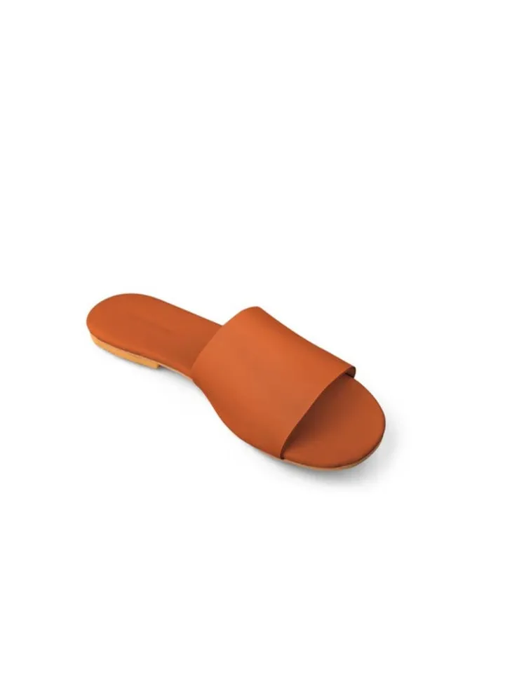 Basica BROWN leather summer slippers for women