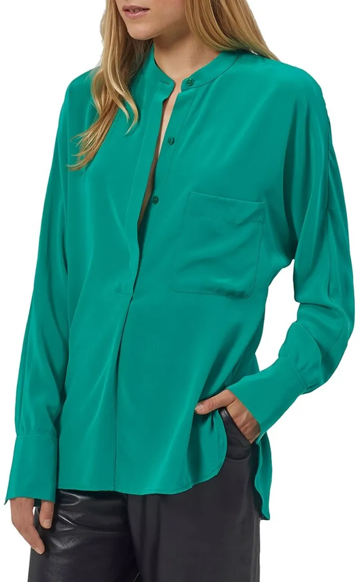 Marche Long-Sleeve Silk Blouse