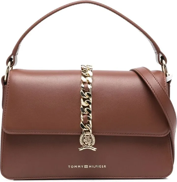 Chain leather tote bag