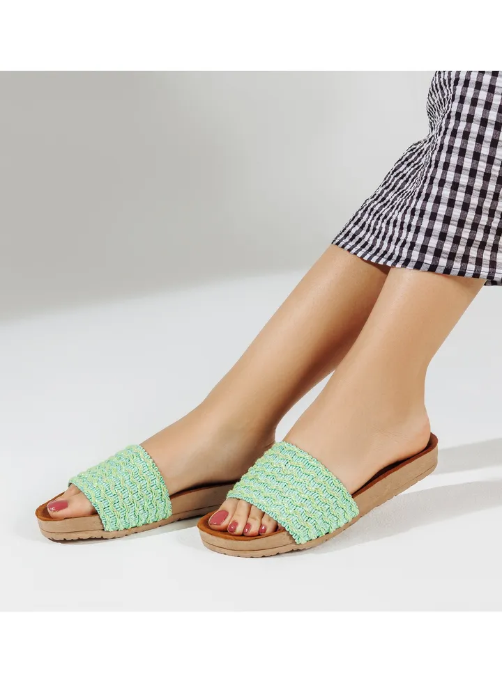 Slipper Flat Fabric Beads SL-123 - Green