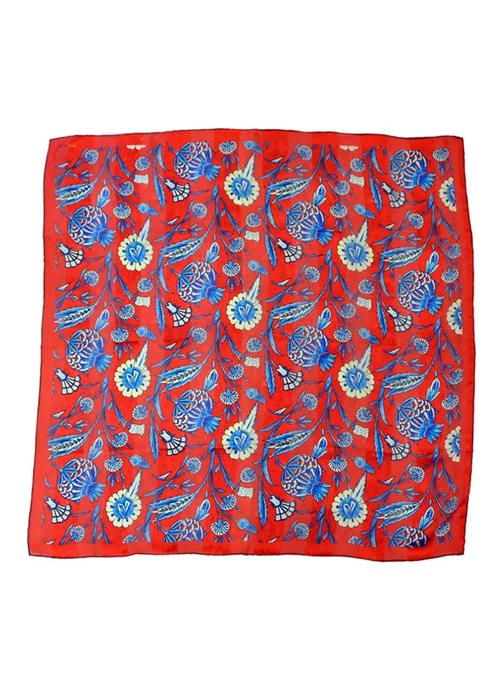 Pomegranate Burkina Scarf Red/Blue/Beige