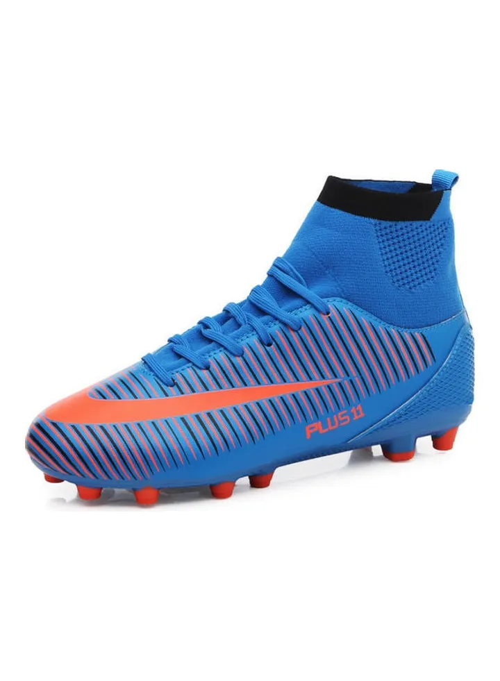 High Top Lace-Up Football Shoes Blue/Orange/Black