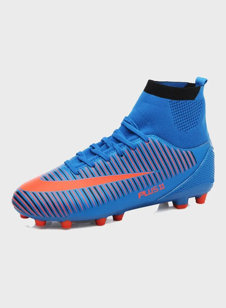 Lace-Up Football Sport Shoes Blue/Orange