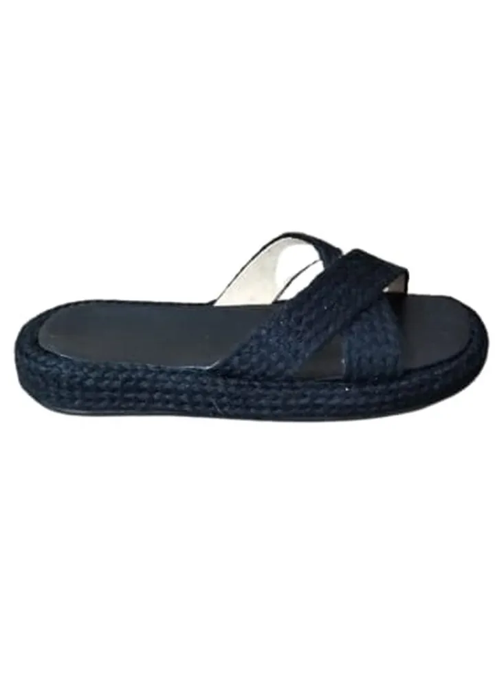 Black Canvas Criss-Cross Slipper