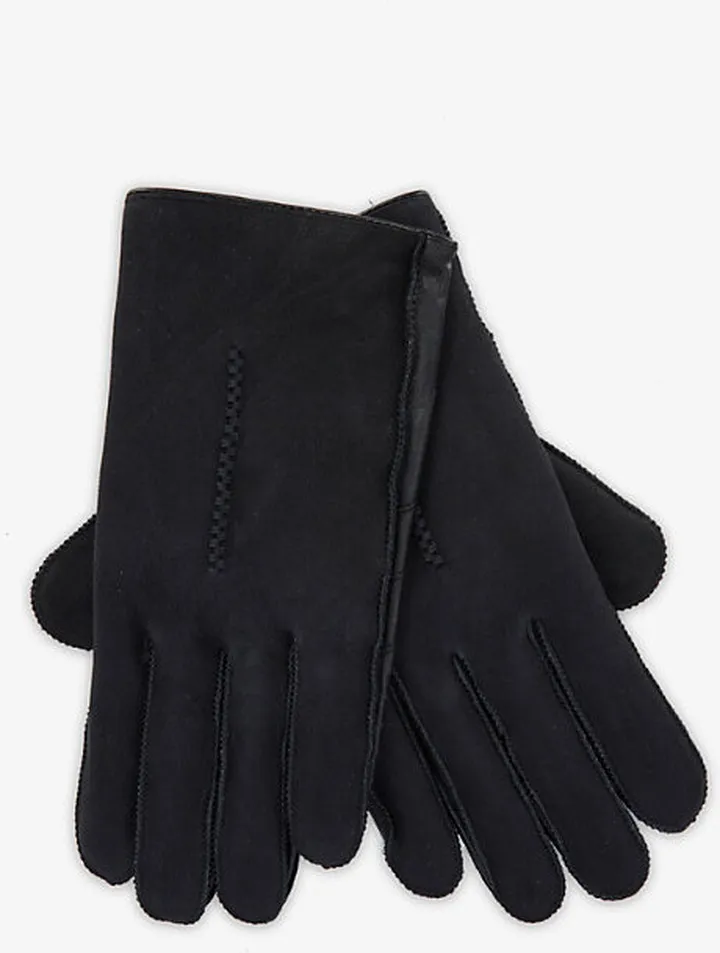 Mens Black Touchscreen Suede Gloves