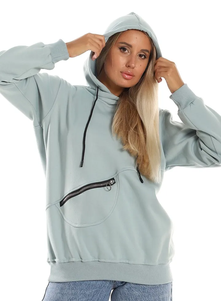 Woman Hoodie With Zipper Pocket