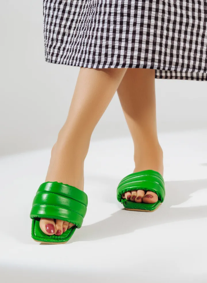 Slipper Flat Straps Leather SL-134 - Green