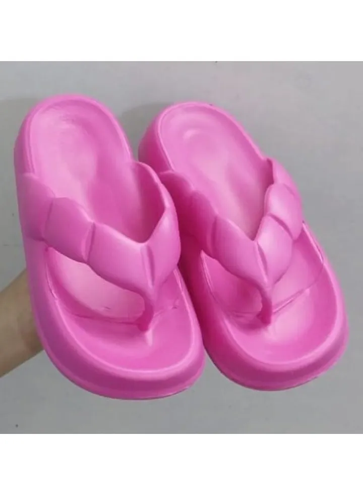 Women's rubber slippers with a medical sock, dark rose color