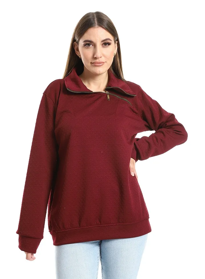 Women Closed Sweat Shirt With High Neck