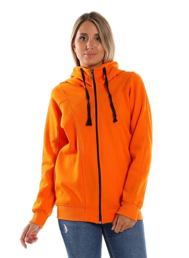 Woman Hoodie With Zipper And Pocket