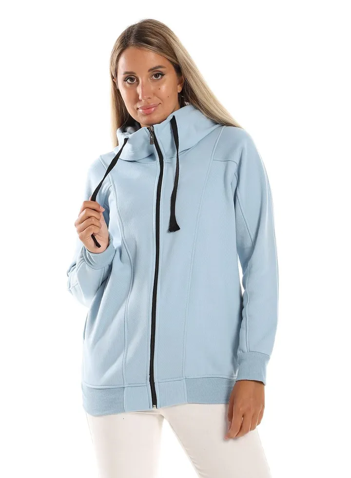 Woman Hoodie With Zipper And Pocket