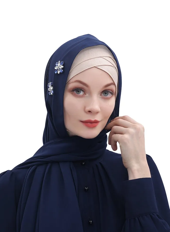 Floral Scarf Navy Blue