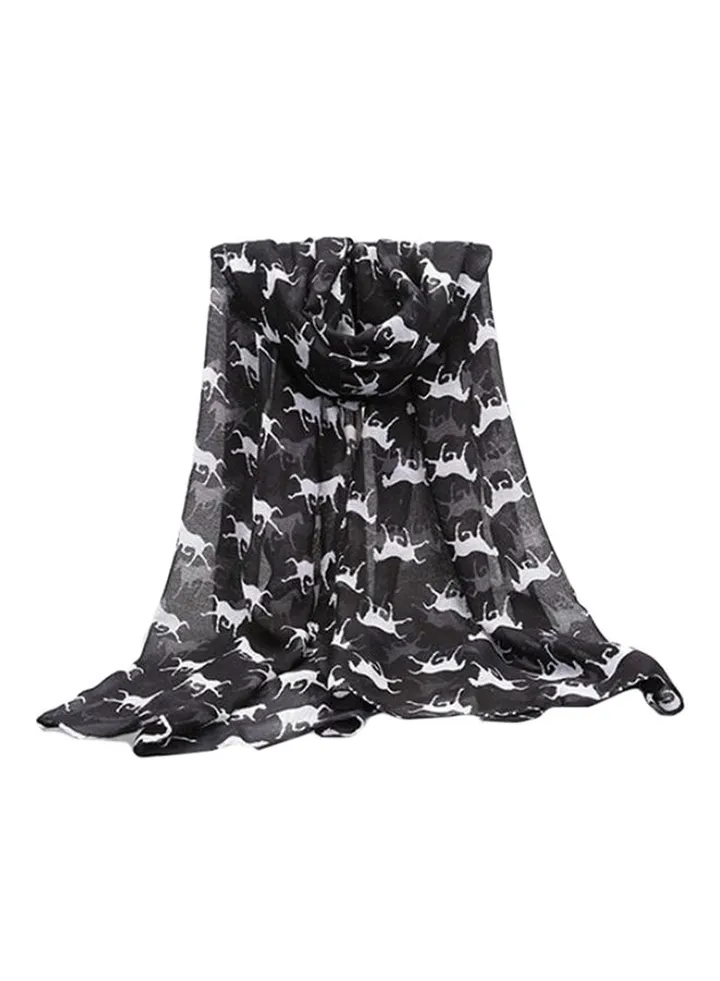 Horse Printed Scarf Black