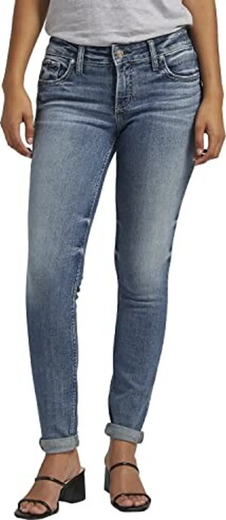 Silver Jeans Co. Women's Girlfriend Mid Rise Slim Leg Jeans