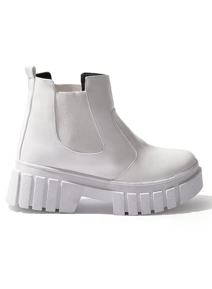 Uncle High Quality Glossy Leather Boot 2-white