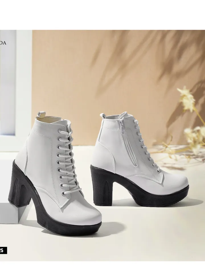 Leather Boots 5 cm-White