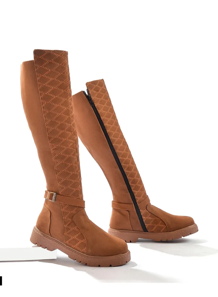 Long Leather 3 Buckle Half-boot - HAVAN Z-6