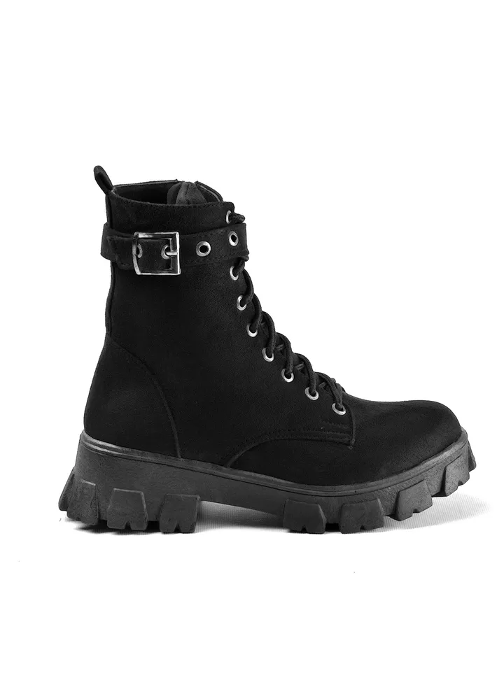 High Quality Suede Half Pot With Zipper-Black