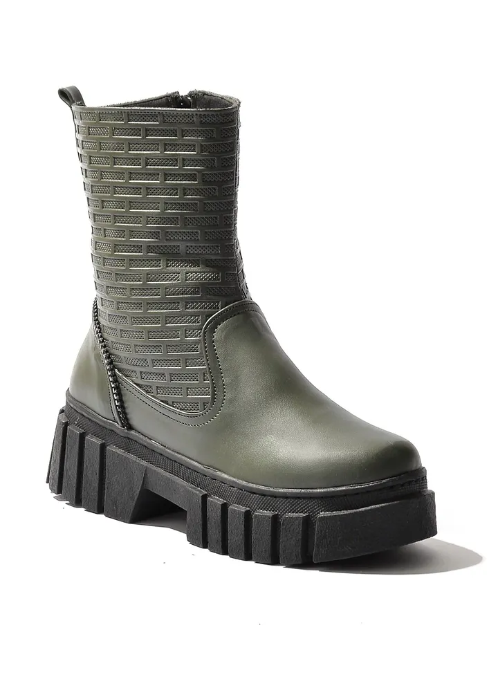Half Boot Leather Capotine -Green
