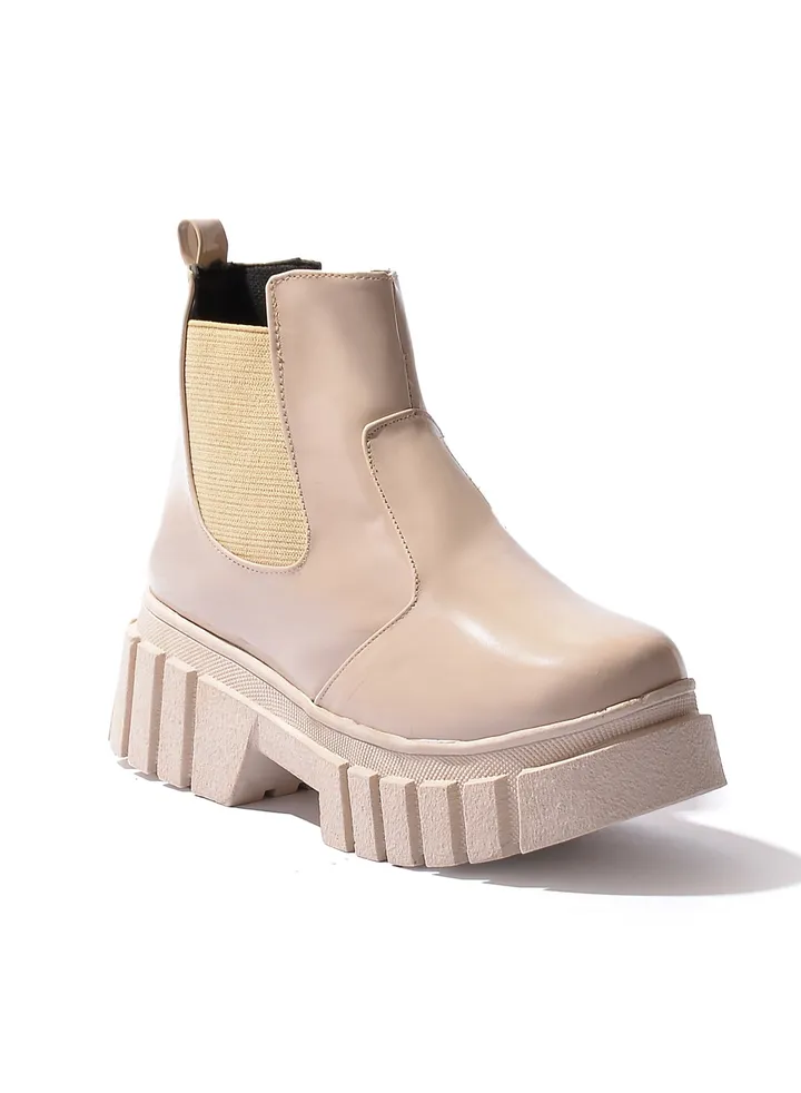 Uncle High Quality Glossy Leather Boot 2-BEIGE