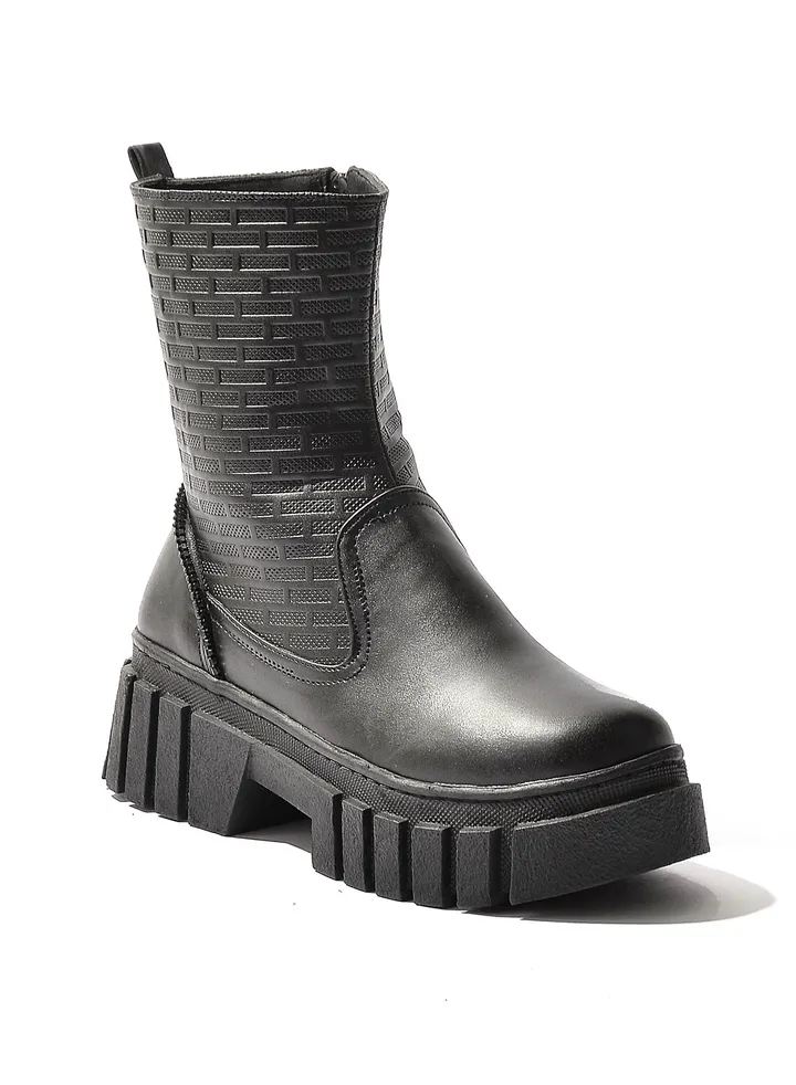 Half Boot Leather Capotine -Black