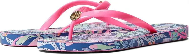 Lilly Pulitzer Pool Flip-Flop (Oyster Bay Navy You've Been Spotted) Women's Sandals