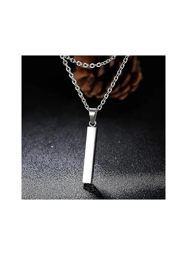 Bar Pendant Chain Necklace - Silver