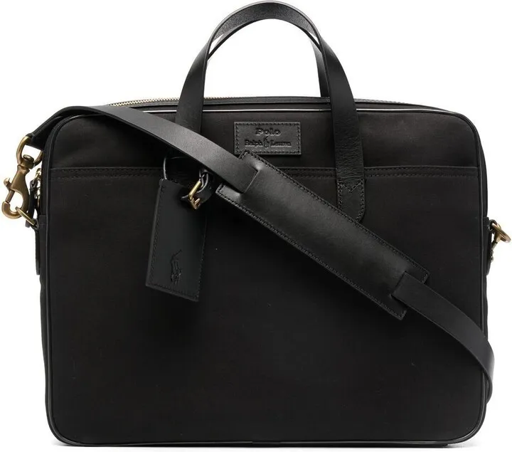 Black Commuter Logo Patch Briefcase