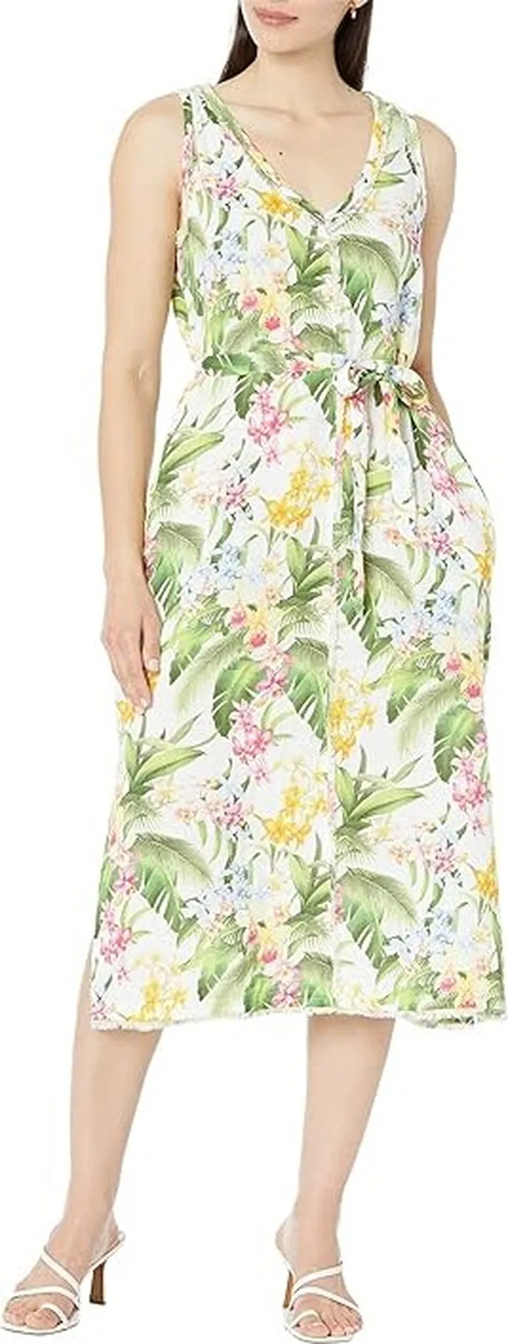 Tommy Bahama Breezy Blooms Sleeveless Midi Dress (White) Women's Dress